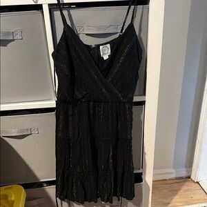 Black Pleated Wrap Sundress